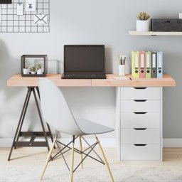 Blat de masa, 140x60x(2-6) cm, lemn masiv de stejar netratat GartenMobel Dekor