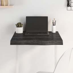 Blat de masa gri 60x60x(2-6) cm, lemn masiv stejar tratat GartenMobel Dekor