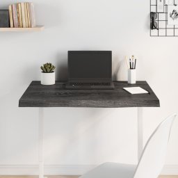 Blat de masa gri 80x60x(2-4) cm, lemn masiv stejar tratat GartenMobel Dekor