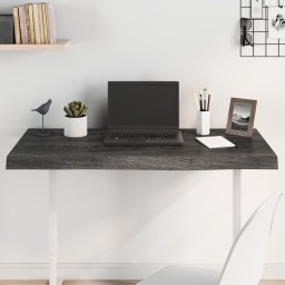 Blat de masa gri 100x60x(2-6) cm, lemn masiv stejar tratat GartenMobel Dekor