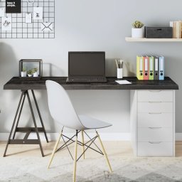 Blat de masa gri 160x60x(2-4) cm, lemn masiv stejar tratat GartenMobel Dekor