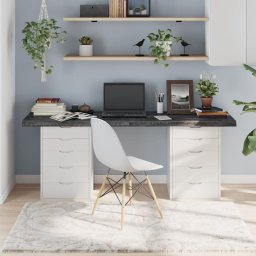 Blat de masa gri 180x60x(2-6) cm, lemn masiv stejar tratat GartenMobel Dekor