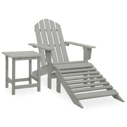 Scaun de gradina Adirondack cu otoman & masa, gri, lemn brad GartenMobel Dekor