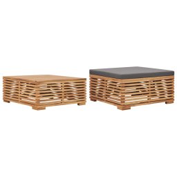 Set masa gradina si taburet, perna gri închis, lemn masiv tec GartenMobel Dekor