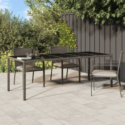 Masa gradina, gri, 250x100x75 cm, sticla securizata/poliratan GartenMobel Dekor
