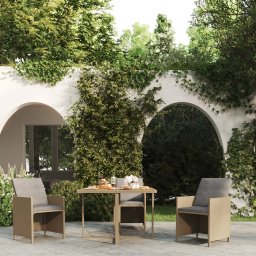 Masa gradina, bej, 109x107x74 cm, poliratan/ lemn masiv acacia GartenMobel Dekor