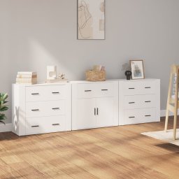 Servante, 3 piese, alb, lemn prelucrat GartenMobel Dekor