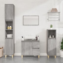 Set dulapuri de baie, 3 piese, gri sonoma, lemn prelucrat GartenMobel Dekor