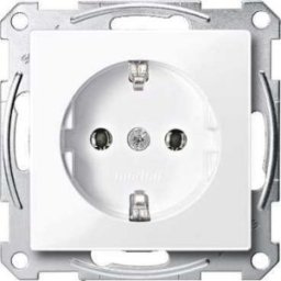 Merten System M Priza SCHUKO, borne fara surub, alb activ
