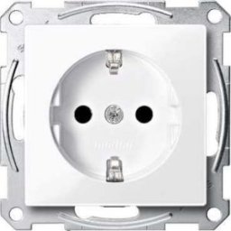 Merten System M Priza SCHUKO, obturator, borne fara surub, alb activ