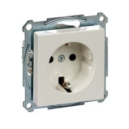 Merten System M Priza SCHUKO, obturator, borne fara surub, alb polar
