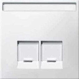 Merten System D Clapeta priza dubla RJ45 Infraplus , cu loc pentru etichete , alb polar, Artec/Transcent/Antique
