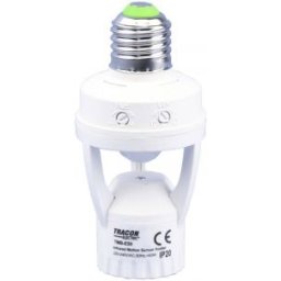 Adaptor pentru detector de mişcare infraroşu în soclu E27 230 VAC, 120°, max. 6 m, 10 s-5 min, 3-2000 lux