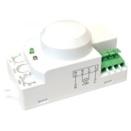 Detector de mişcare cu microunde în corpul de iluminat 230 VAC, 5,8 GHz, 360°, 1-8 m, 10 s-12 min, 3-2000lux