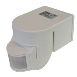 Detector de mişcare infraroşu de perete 230 VAC, 180°, max. 12 m, 10 s-7 min, 3-2000lux, IP44