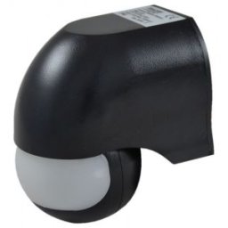 Detector de mişcare infraroşu de perete, negru 230 VAC, 180°, max. 12 m, 10 s-12 min, 3-2000lux, IP44