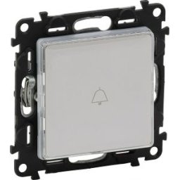 Buton inversor cu lumina de control si suport eticheta LED VALENA LIFE Alb 752114