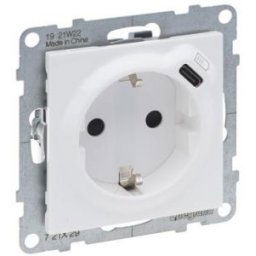 SUNO Priza 2P+E + USB C Conexiuni fara surub Alb 721129