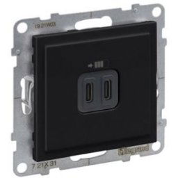 SUNO Priza incarcare Usb C+C 15W Negru 721431