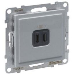 SUNO Priza incarcare Usb C+C 15W Aluminiu 721331