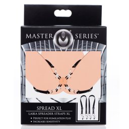 Master Series Spread Labia Spreader Straps with Clamps XL Black