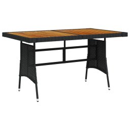 Masa gradina, negru, 130x70x72 cm, poliratan/lemn masiv acacia GartenMobel Dekor