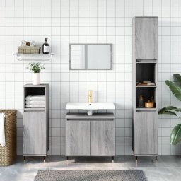 Set dulapuri de baie, 3 piese, gri sonoma, lemn prelucrat GartenMobel Dekor