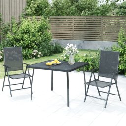 Set de masa gradina, 3 piese, antracit, otel GartenMobel Dekor