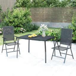 Set de masa gradina, 3 piese, antracit, otel GartenMobel Dekor