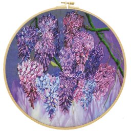 Set broderie cu margele cusute, Glicina 33x33 cm