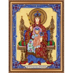 Set broderie cu margele cusute, Icoana Maicii Domnului, 32x45 cm