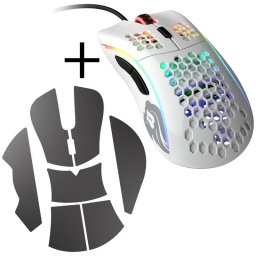 Mouse Model D Gaming White glossy + Grip Tape - black