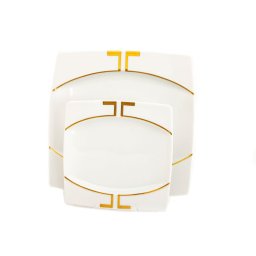 EYE decor GEOMETRIC AUR - Serviciu de tort portelan Bohemia (6 persoane - 7 piese)