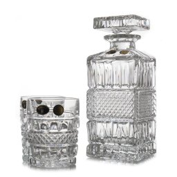 BRITTANY - Pahare whisky si decanter Cristal Bohemia (set 7 piese)