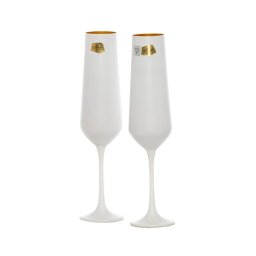 SANDRA ALB MAT (interior auriu metalic) - Pahare sampanie sticla cristalina Bohemia 200 ml (set 6 bucati)