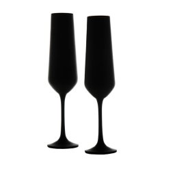 SANDRA NEGRU MAT (interior auriu metalic) - Pahare sampanie sticla cristalina Bohemia 200 ml (set 6 bucati)