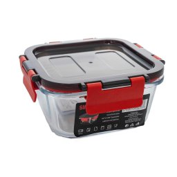 Vas termorezistent patrat cu capac plastic CLICK 0.5 l