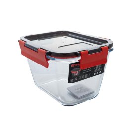 Vas termorezistent rectangular cu capac plastic CLICK 1.35 l