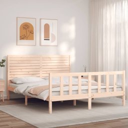 Cadru de pat cu tablie, 160x200 cm, lemn masiv GartenMobel Dekor