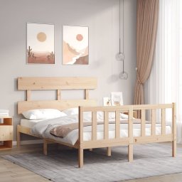Cadru de pat cu tablie, 140x200 cm, lemn masiv GartenMobel Dekor