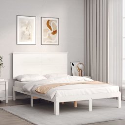 Cadru de pat cu tablie, alb, 140x200 cm, lemn masiv GartenMobel Dekor