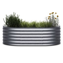 Blumfeldt High Grow Extended, ghiveci înalt, 150x43x60 cm, din tablă ondulată, ușor de asamblat, rezistent la rugină și îngheț (GDMB4-Bl-HGEX-Si)