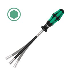 surubelnita tubulara hexagonala cu tija flexibila 8 167 98 mm WERA 391 pentru coliere de furtun si piulite hexagonale, maner Kraftform Plus antirostogolire 05028152001