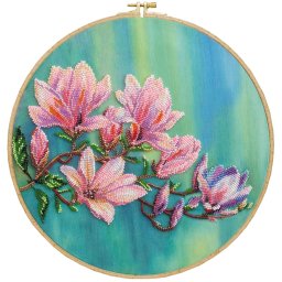 Set broderie cu margele cusute, Magnolie, 33x33 cm
