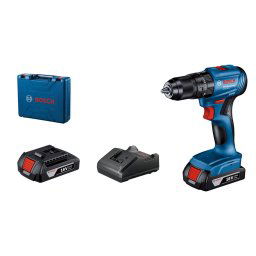 Bosch GSB 185-LI Masina de gaurit cu percutie, 50Nm + 2 acumulatori Li-Ion 18V, 2Ah + incarcator + valiza profesionala
