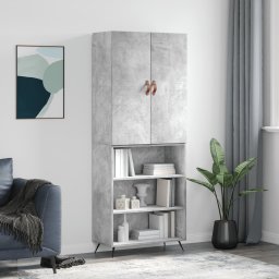 Dulap înalt, gri beton, 69,5x34x180, lemn compozit GartenMobel Dekor