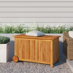 Lada de depozitare de gradina cu roti, 90x50x58 cm, lemn acacia GartenMobel Dekor