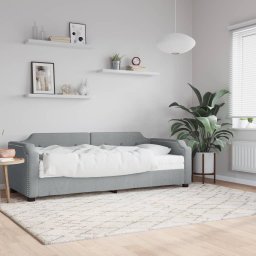 Pat de zi cu saltea, gri deschis, 90x200 cm, textil GartenMobel Dekor