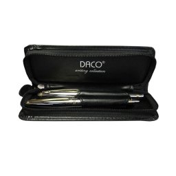 Set pix+stilou Daco SE205 argintiu cu accesorii aurii
