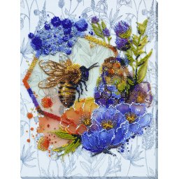 Set broderie cu margele cusute, Mierea florilor, 20x26 cm